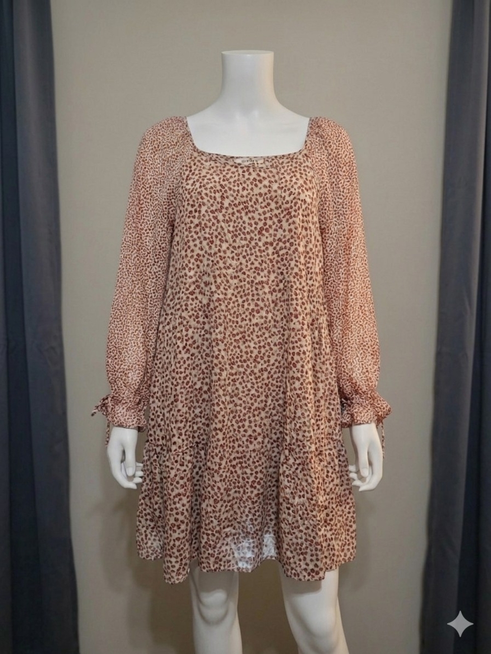Umgee Beige and Brown Animal Print High-Low Dress